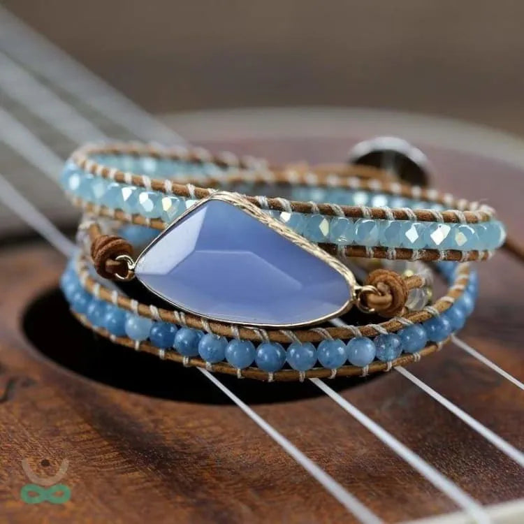 Pulsera de respiración de aguamarina