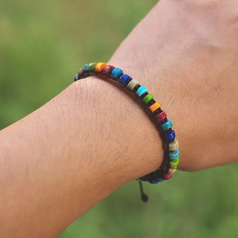 Pulsera de siete chakras de estilo bohemio con piedras naturales
