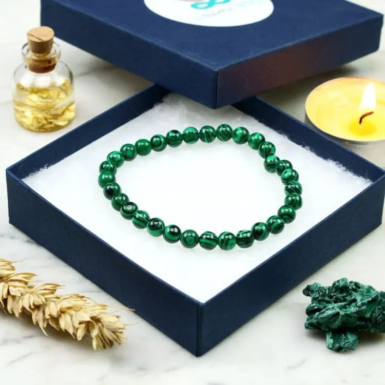 Pulsera delgada de malaquita