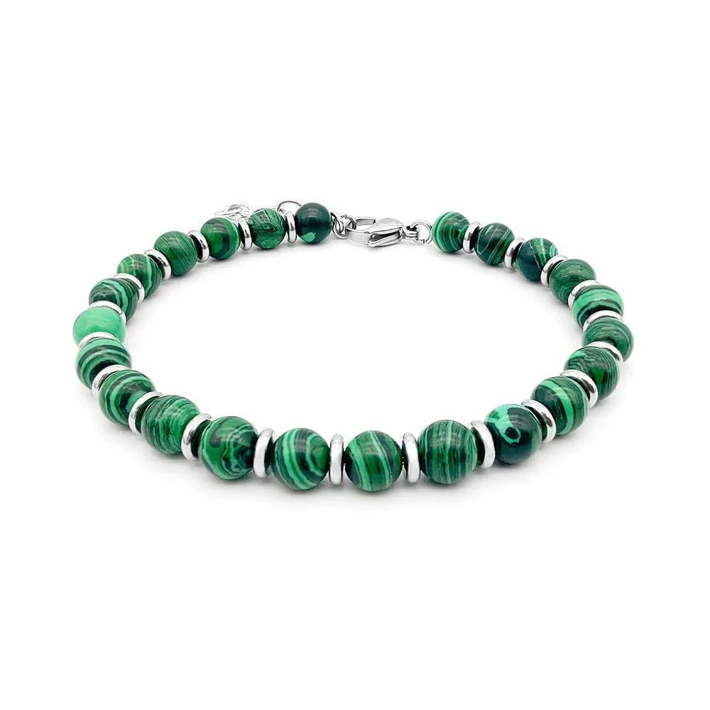 Pulsera para hombres con piedra natural malaquita