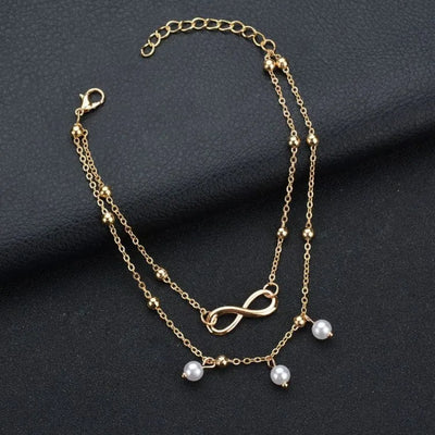 Pulsera tobillera retro de 2 piezas