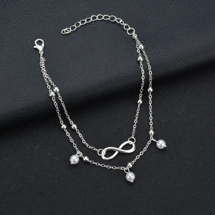 Pulsera tobillera retro de 2 piezas