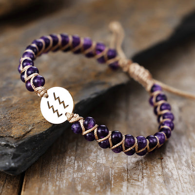 Pulseras de Pareja Tejidas a Mano con Piedras Naturales – Unión Cósmica