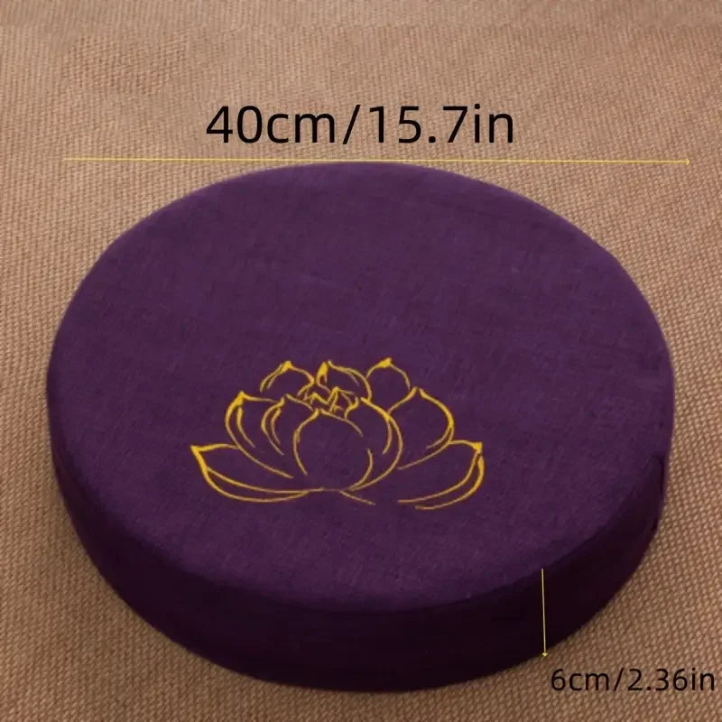Cojín de Meditación de Lino con Loto – 40x6 cm