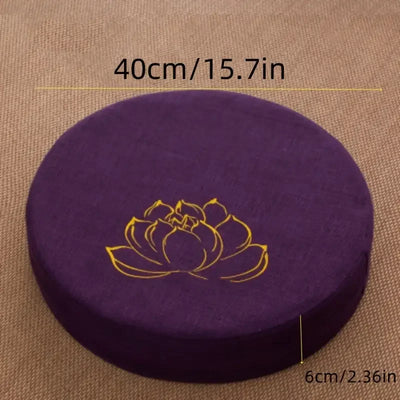 Cojín de Meditación de Lino con Loto – 40x6 cm