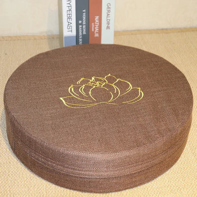 Cojín de Meditación de Lino con Loto – 40x6 cm