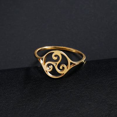 Anillo Triple Espiral Celta en Acero Inoxidable – Energía, Protección y Renacimiento Interior