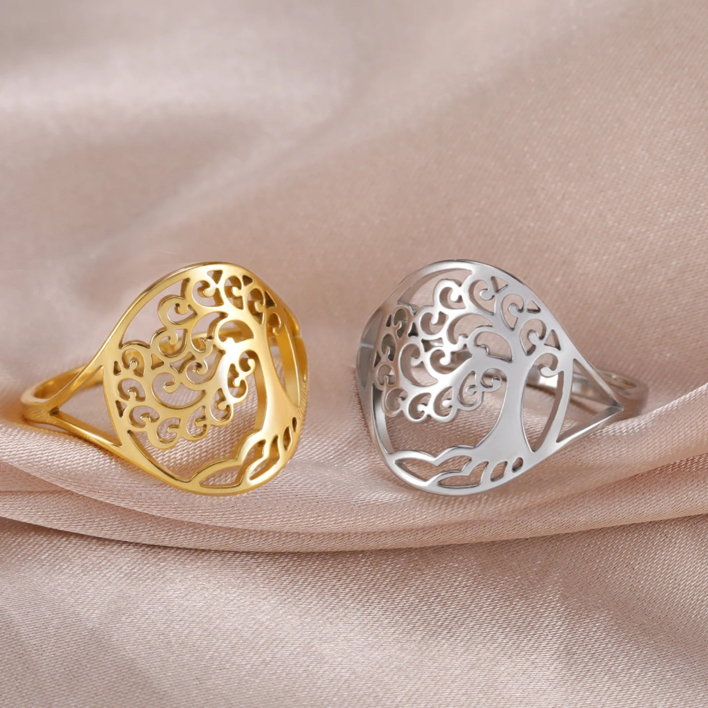 Anillo Árbol de la Vida en Acero Inoxidable – Energía, Unión y Crecimiento Interior