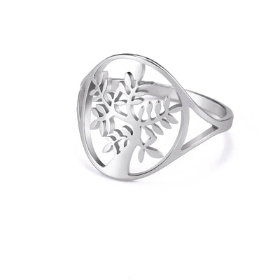 Anillo Árbol de la Vida Dorado en Acero Inoxidable – Armonía, Energía y Crecimiento Espiritual
