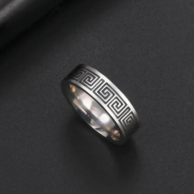 Anillo Zen de Acero Inoxidable Griego – Energía, Protección y Equilibrio Interior