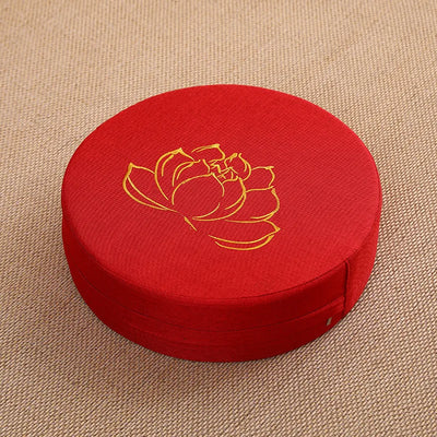Cojín de Meditación de Lino con Loto – 40x6 cm