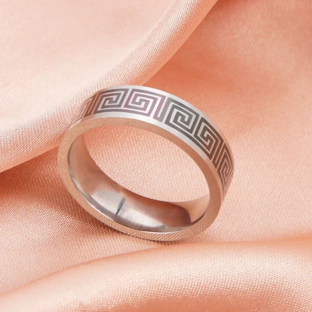 Anillo Zen de Acero Inoxidable Griego – Energía, Protección y Equilibrio Interior