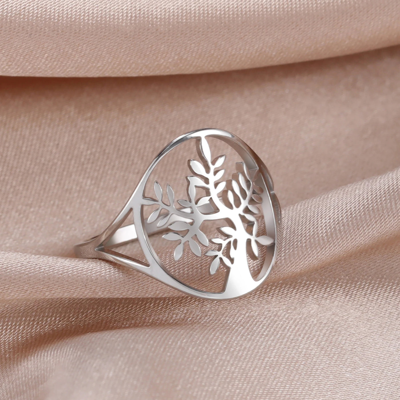 Anillo Árbol de la Vida Dorado en Acero Inoxidable – Armonía, Energía y Crecimiento Espiritual