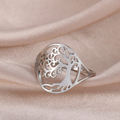 Anillo Árbol de la Vida en Acero Inoxidable – Energía, Unión y Crecimiento Interior
