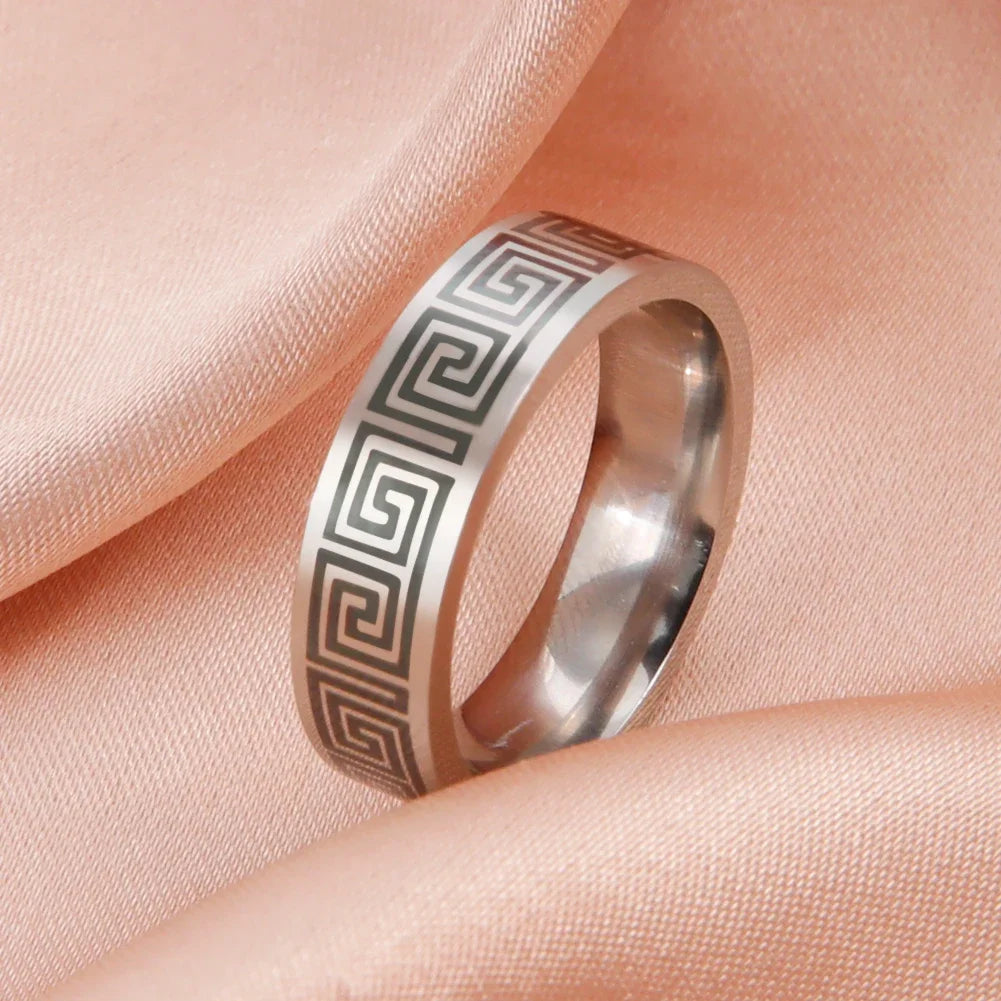 Anillo Zen de Acero Inoxidable Griego – Energía, Protección y Equilibrio Interior