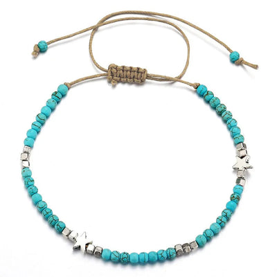 Tobillera de mujer con perla turquesa y estrella