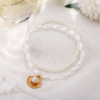 Tobillera de mujer con perlas redondas