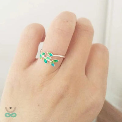 Anillo de la Hoja del Árbol de la Vida - Plata Esterlina 925 Ajustable