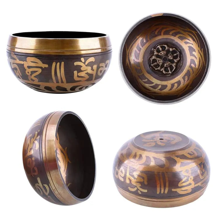 Cuenco tibetano con palo de madera y cojín de resonancia