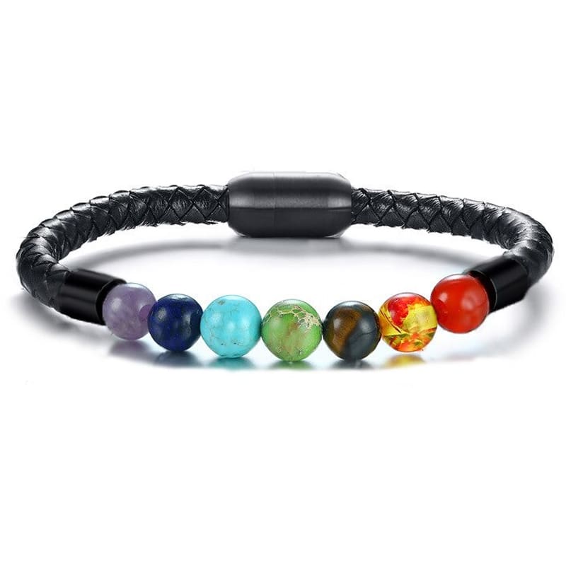 Pulsera 7 Chakras de Cuero Trenzado – Equilibrio, Estilo y Conexión Espiritual