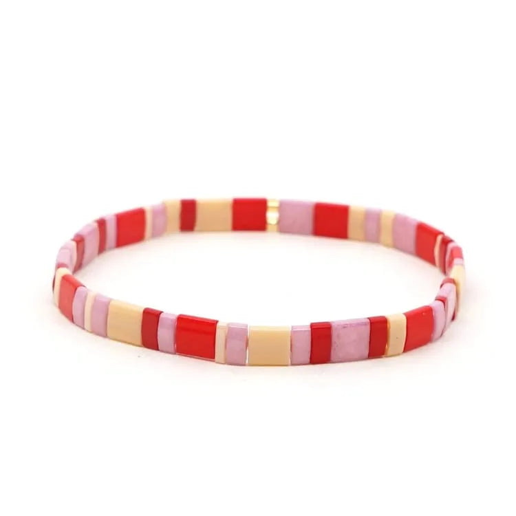 Pulsera de verano de cuentas de vidrio japonesas - Pink Flamingo