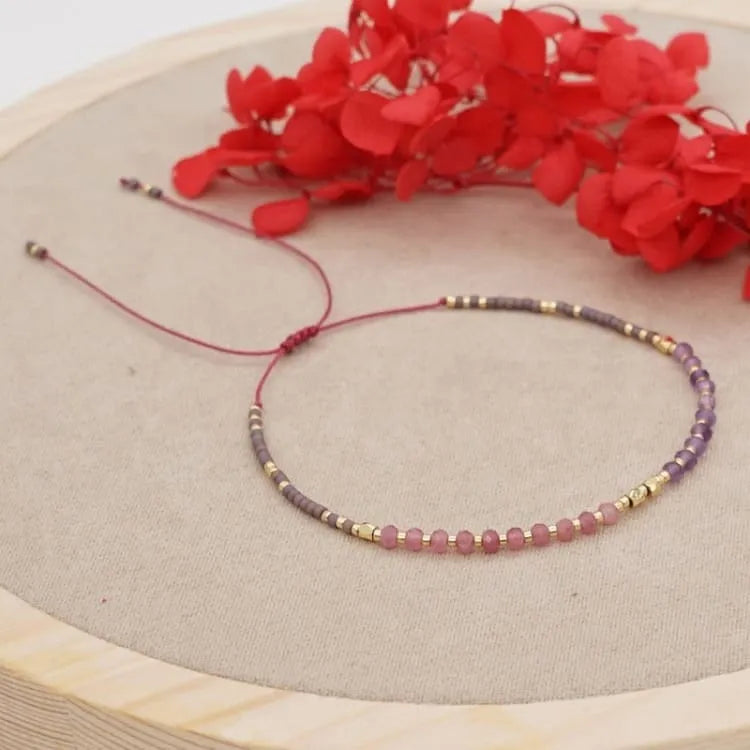 Pulsera de Cuarzo Fresa y Amatista – Amor, Serenidad y Equilibrio