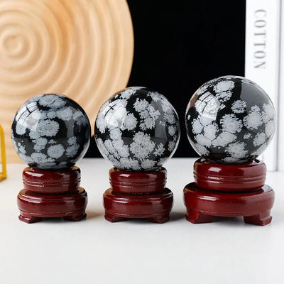 Esfera de Obsidiana Nevada Natural para Energía y Decoración Zen