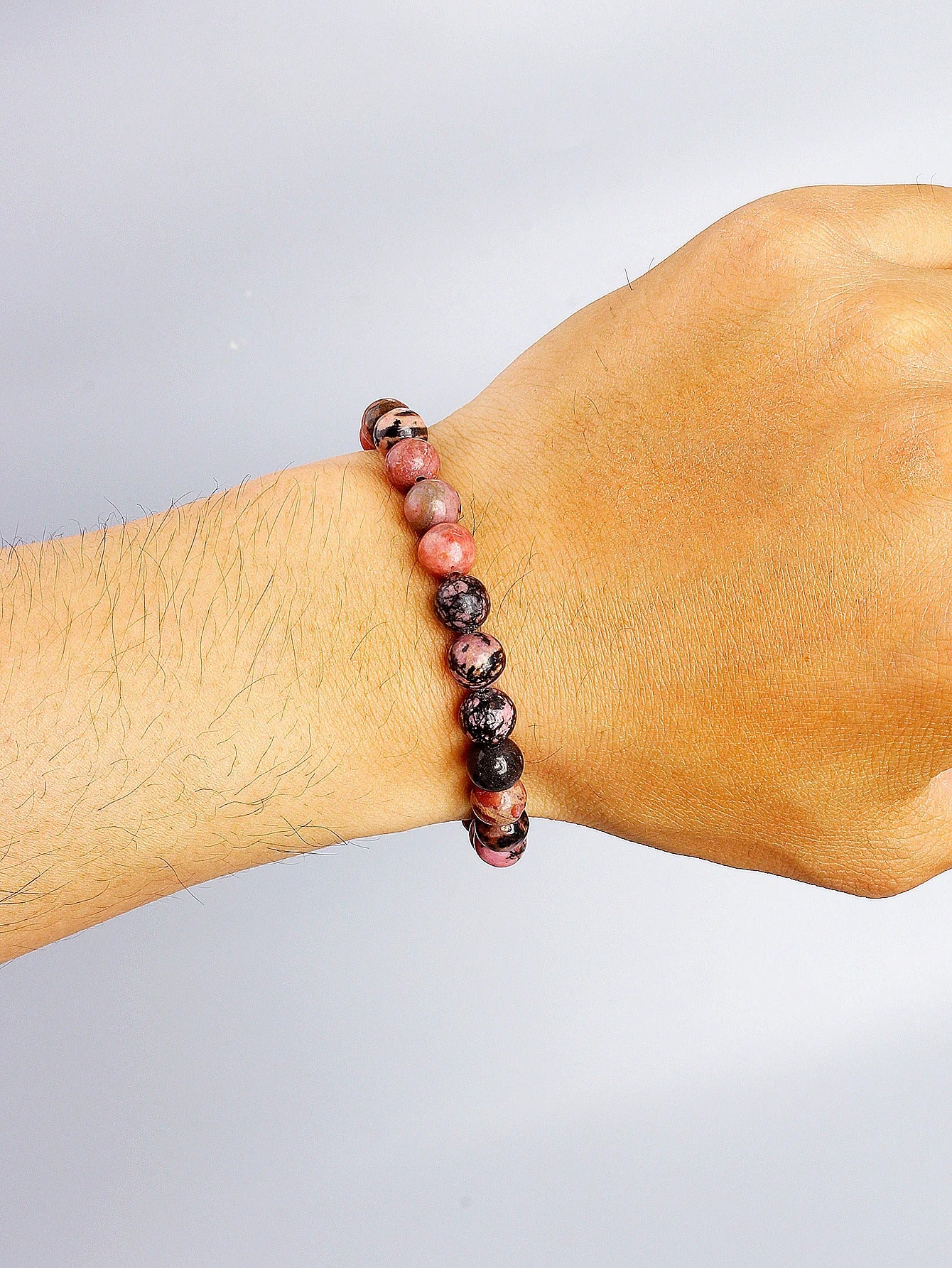 Pulsera de Rodonita Natural para Calmar el Estrés y Elevar tu Energía