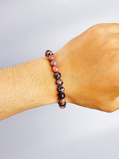 Pulsera de Rodonita Natural para Calmar el Estrés y Elevar tu Energía