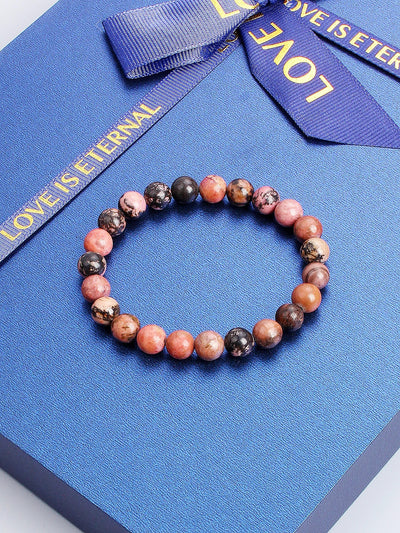 Pulsera de Rodonita Natural para Calmar el Estrés y Elevar tu Energía