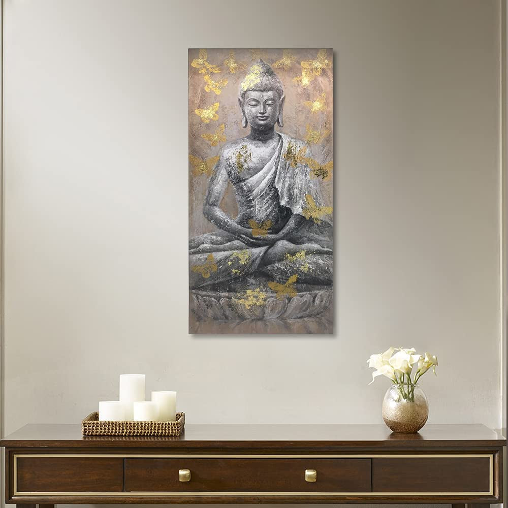 Cuadro zen con estatua budista sentada