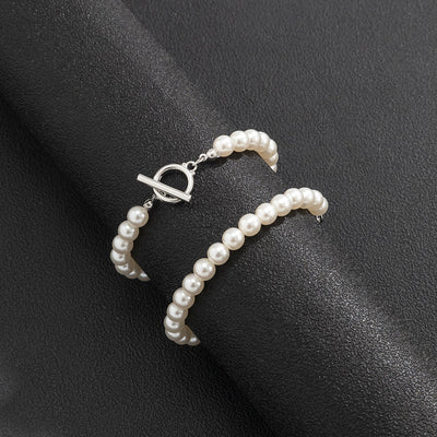 Pulsera de 2 piezas de perlas blancas para hombres