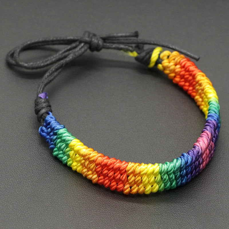 Pulsera brasileña con cuerda trenzada arco iris