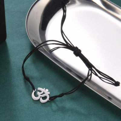Bracelet bouddhiste avec symbole OM - Noir - Bracelet