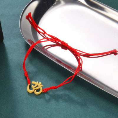 Bracelet bouddhiste avec symbole OM - Rouge - Bracelet