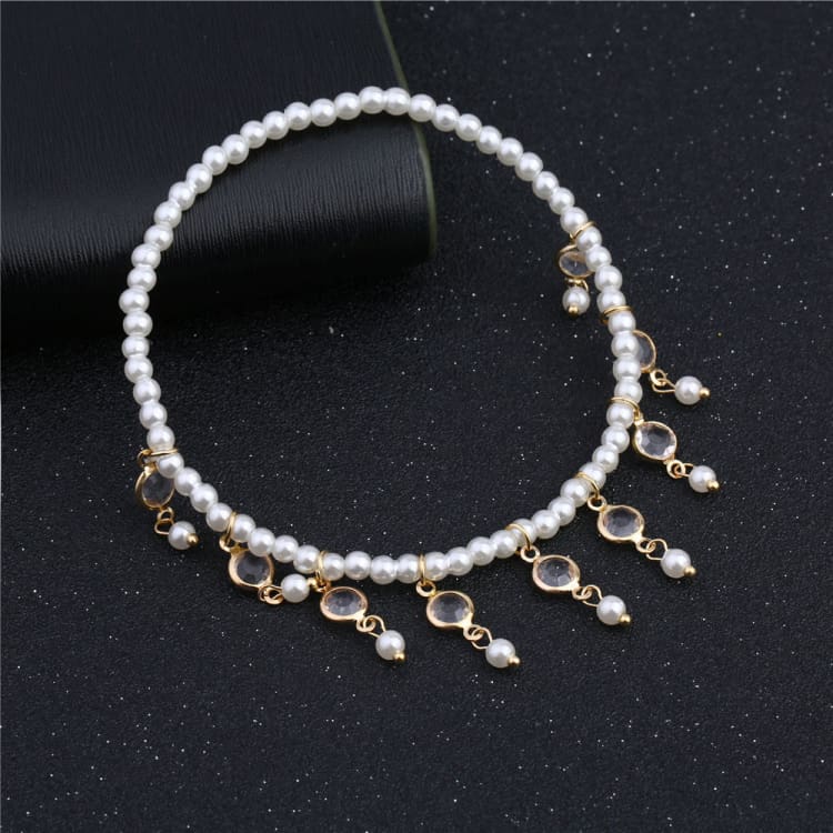 Bracelet de cheville avec perles et pendentifs en cristal - Bracelet