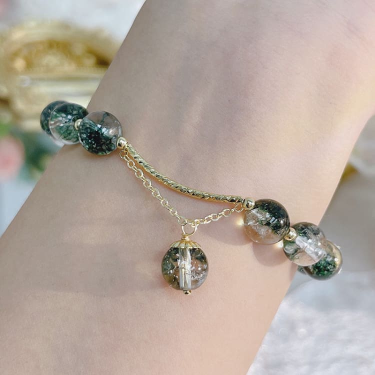 Bracelet de cheville en cristaux verts naturels - Bracelet