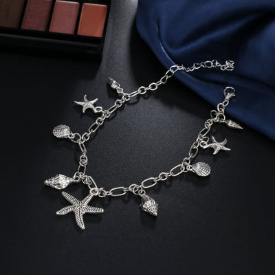 Bracelet de cheville vintage avec pendentif étoile de mer et coquillage - Bracelet