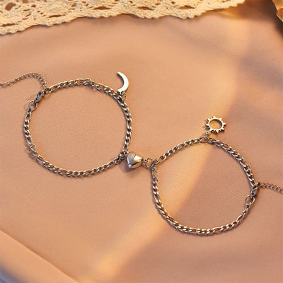 Bracelet de couple pendentif soleil et lune attrayant - Bracelet