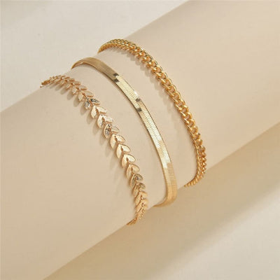 Bracelets de cheville 3 pièces dorés - Bracelet