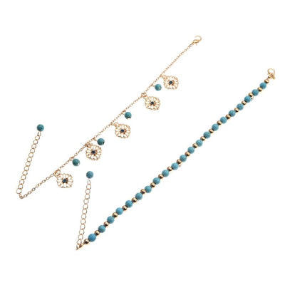 Bracelets de cheville en alliage avec pendentifs fleurs - Bracelet