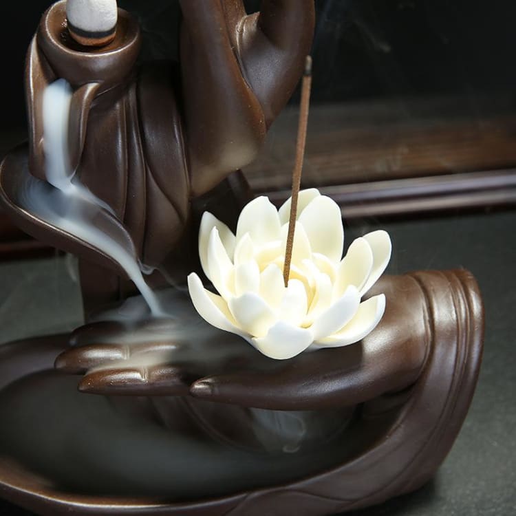 Cascade dencens Prière de Bouddha en céramique (10 cônes dencens offerts) - aromatherapie